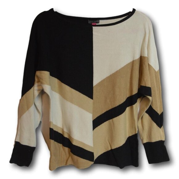 Vince Camuto Chevron Colorblock Sweater – Size Medium – Bold Neutrals - Picture 3 of 3